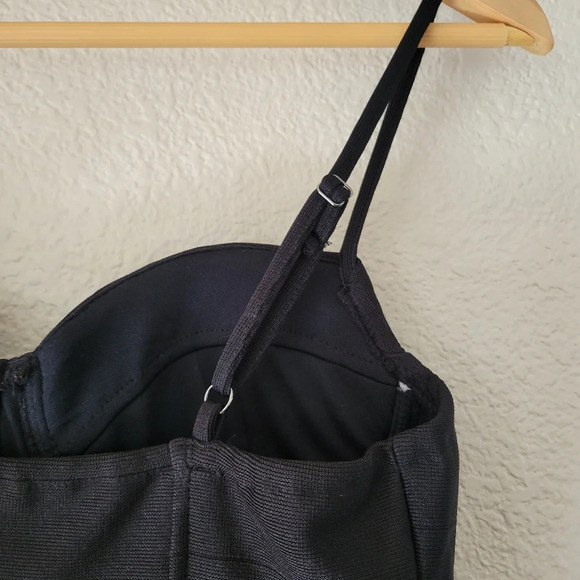 NWT HAUTE MONDE Solid Black Bandage Bodycon Speghetti Strap Mini Dress - Picture 5 of 10